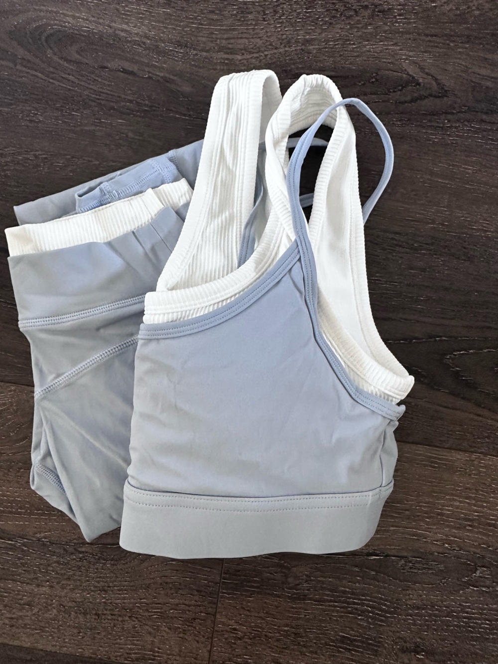 Women's Light Blue and White Seamless Bralette Set